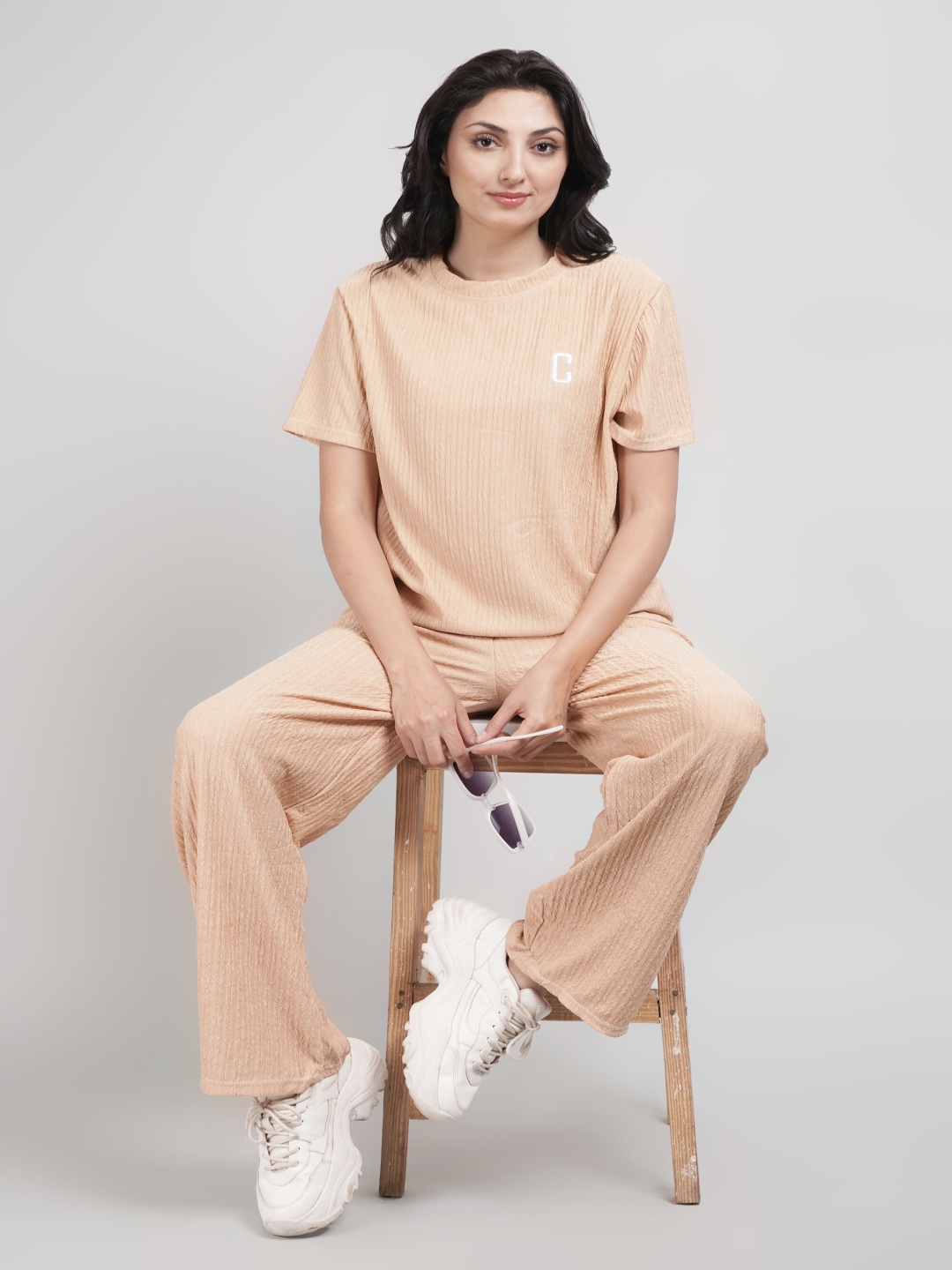 

Lugo Round Neck Top And Palazzo, Beige