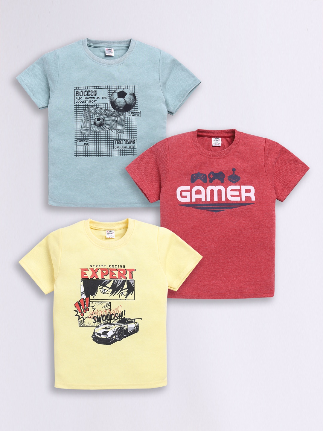 

Here&Now X Game Begins Boys Set of 3 Assorted Printed T-shirts