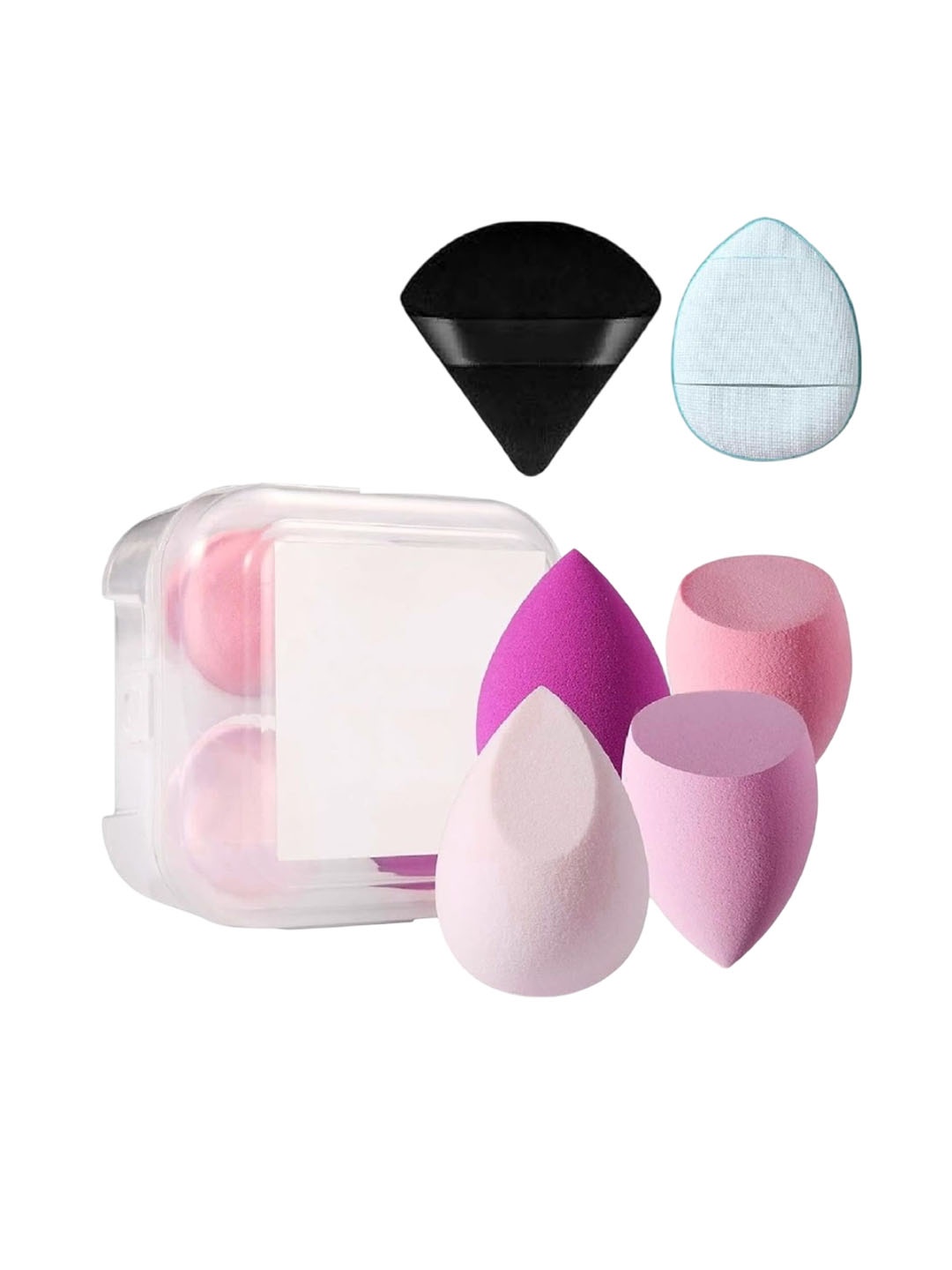 

Facejewel Set Of 4 Blender Sponge, Soft Egg Shaped Puff With Finger & Pizza Puff, Pink