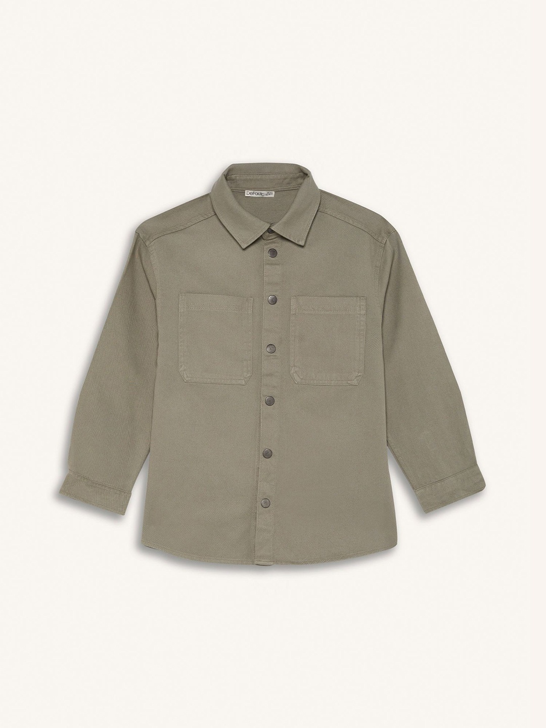

DeFacto Boys Spread Collar Solid Cotton Casual Shirt, Olive
