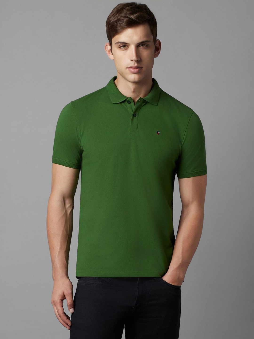 

Louis Philippe Sport Men Solid Polo Collar Slim Fit Cotton T-shirt, Green