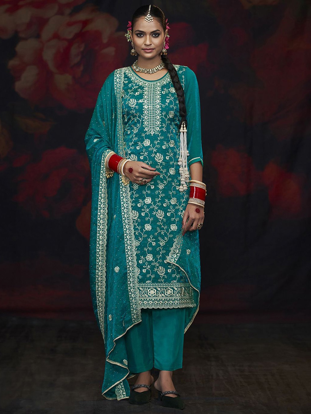 

Anouk Embroidered Unstitched Dress Material, Blue