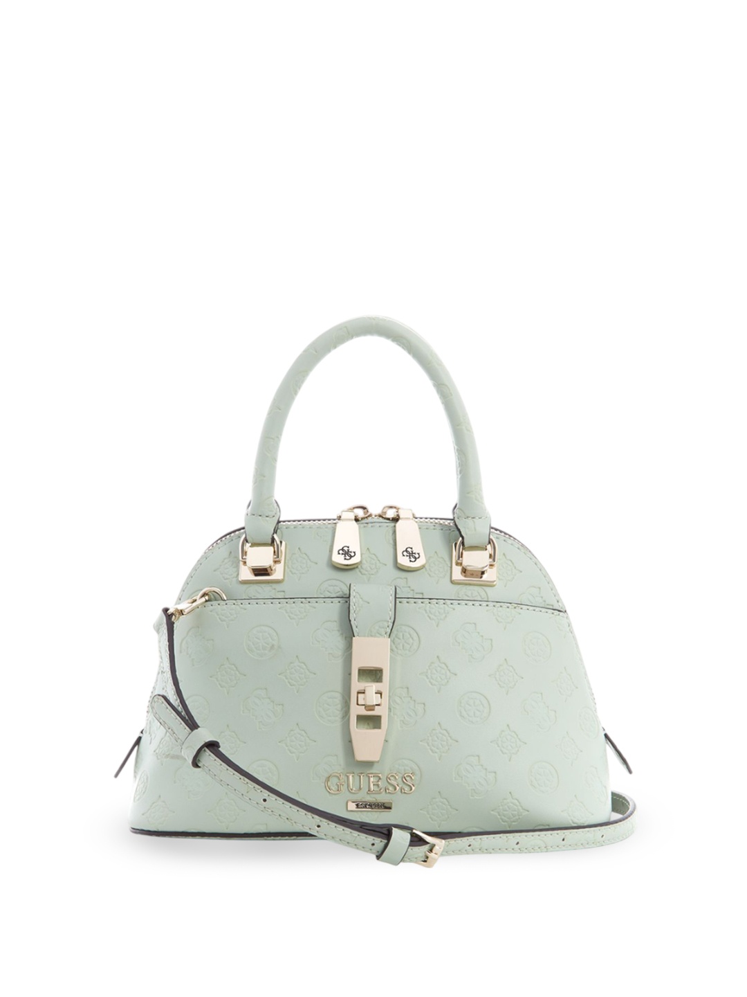 

GUESS Printed PU Bucket Satchel with Tasselled, Teal
