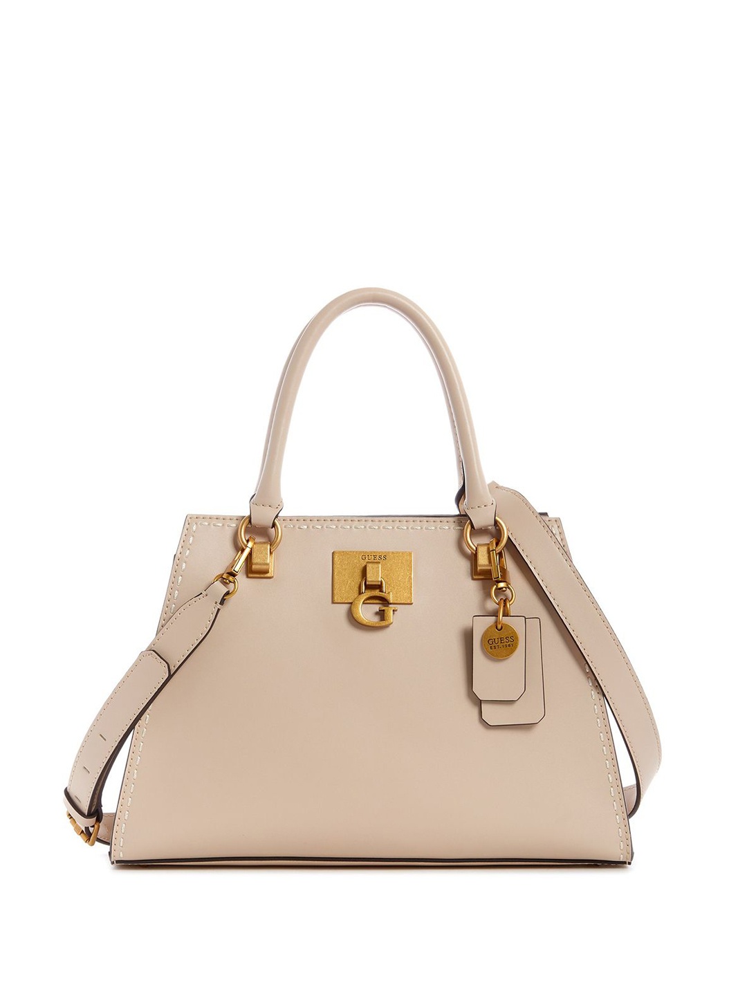 

GUESS PU Structured Satchel, Beige
