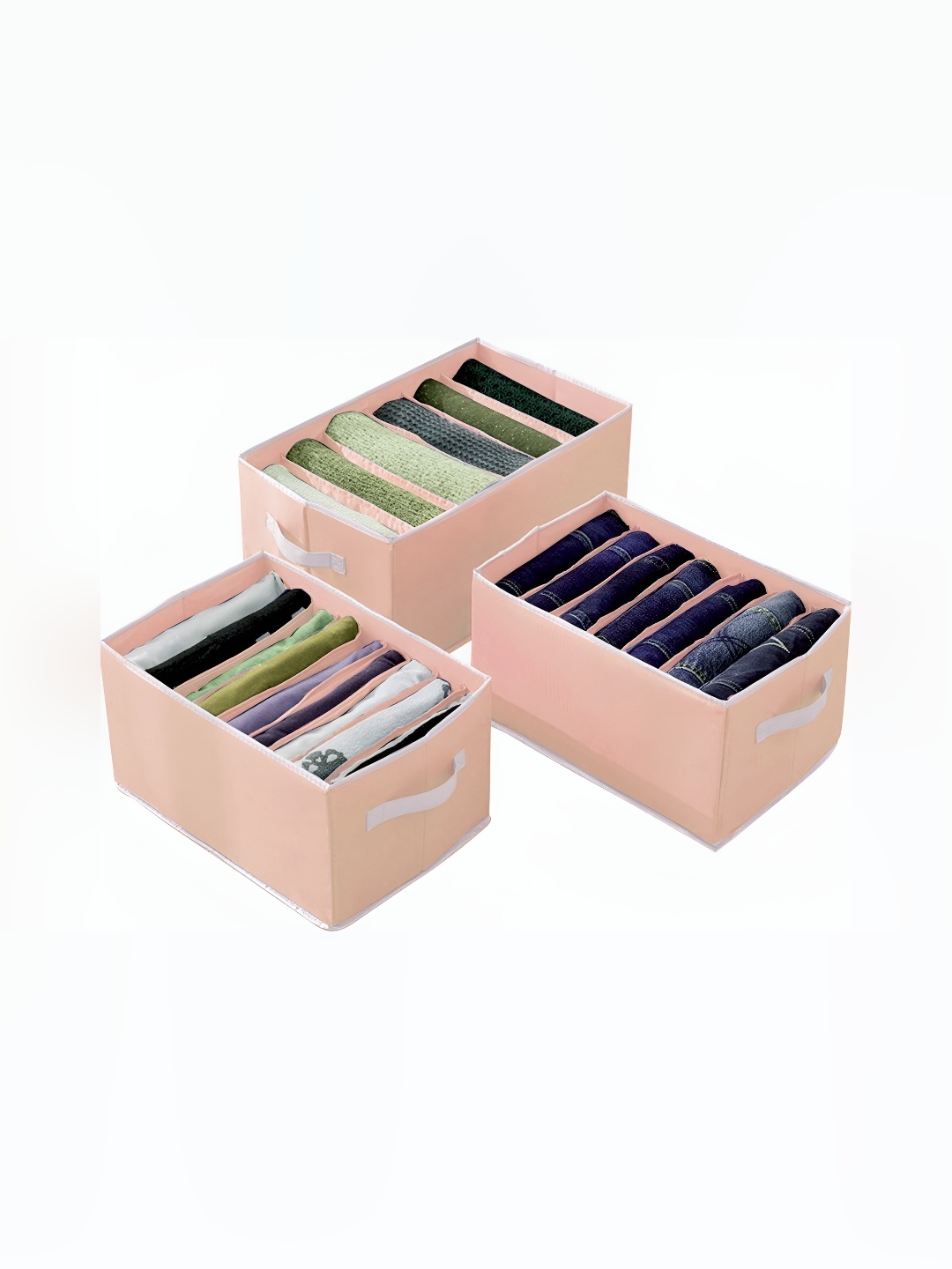 

FAVRIA Peach-Coloured Set of 3 Reusable Drawer Organiser Organisers