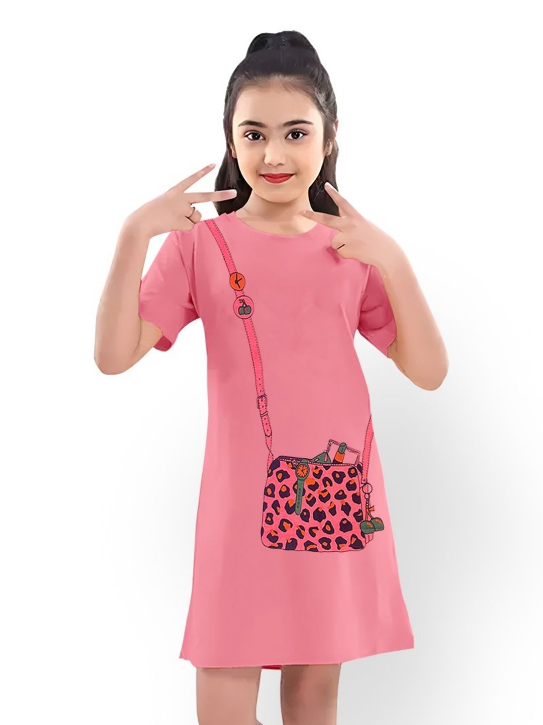 

Kaff Girls Graphic Printed Cotton T-shirt, Pink