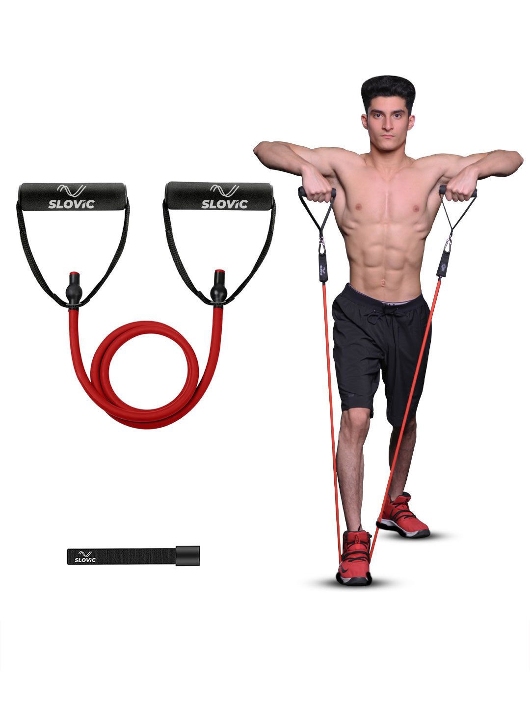 

SLOVIC Heavy Resistance Stretching Resistance Tube Workout Accessories, Red