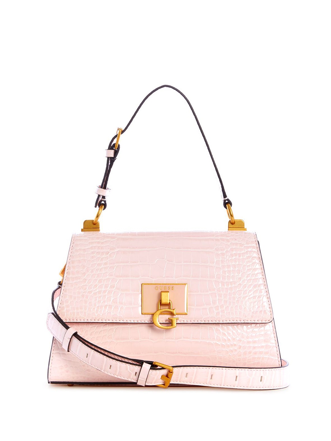 

GUESS Textured PU Structured Satchel, Pink