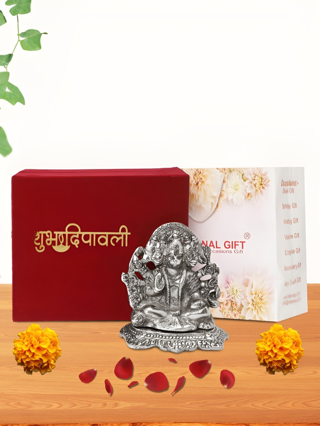 

INTERNATIONAL GIFT Silver-Toned Panchmukhi Hanuman Religious Idol Showpiece