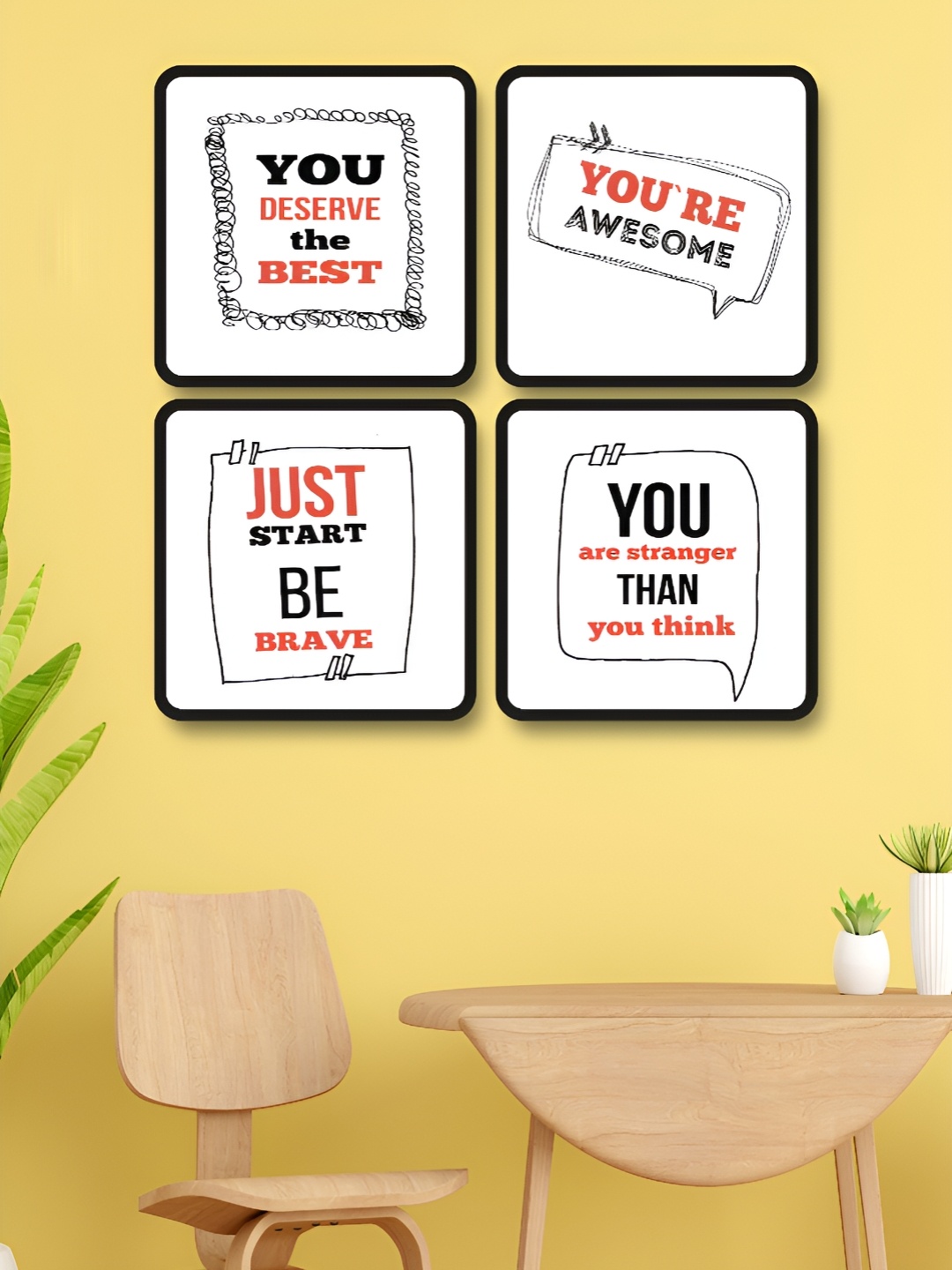 

Myntra Elegant Homes White & Red 4 Piece Wood Wall Art
