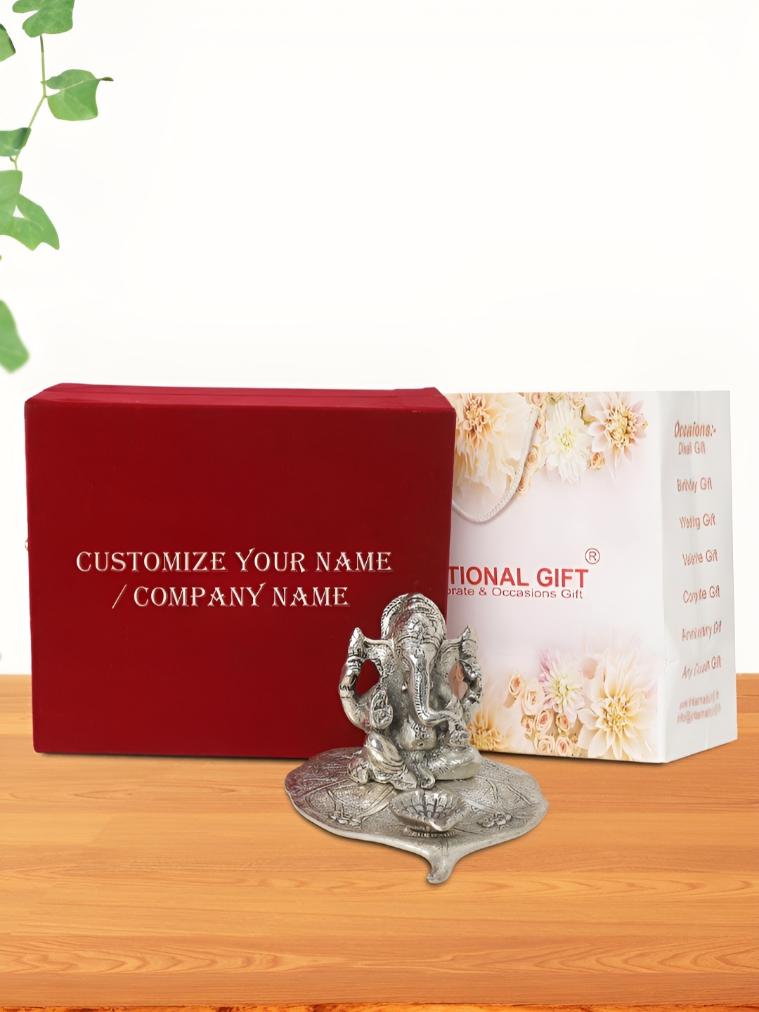 

INTERNATIONAL GIFT Silver-Toned Patta Ganesh Religious Idol Showpiece