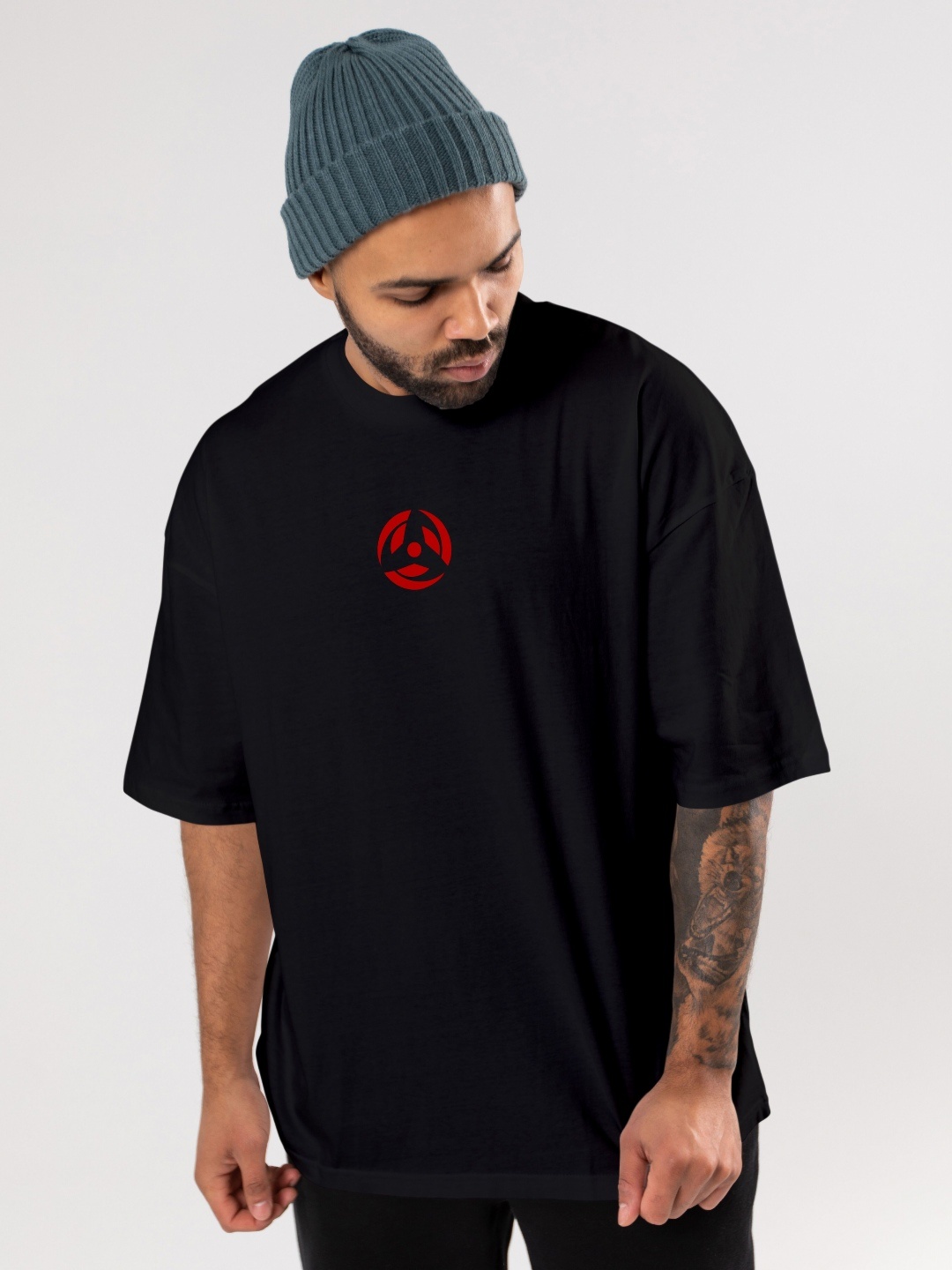 

FLYIND VOGUE OUTFIT Men Naruto Bio Finish Graphic Printed Cotton Oversized T-shirt, Black