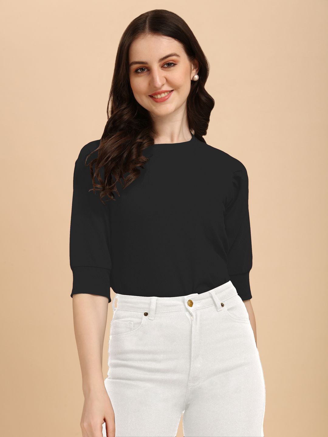 

CORSICA Women Round Neck Top, Black