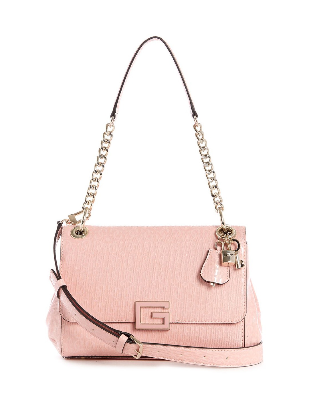 

GUESS Printed PU Structured Shoulder Bag with Tasselled, Rose