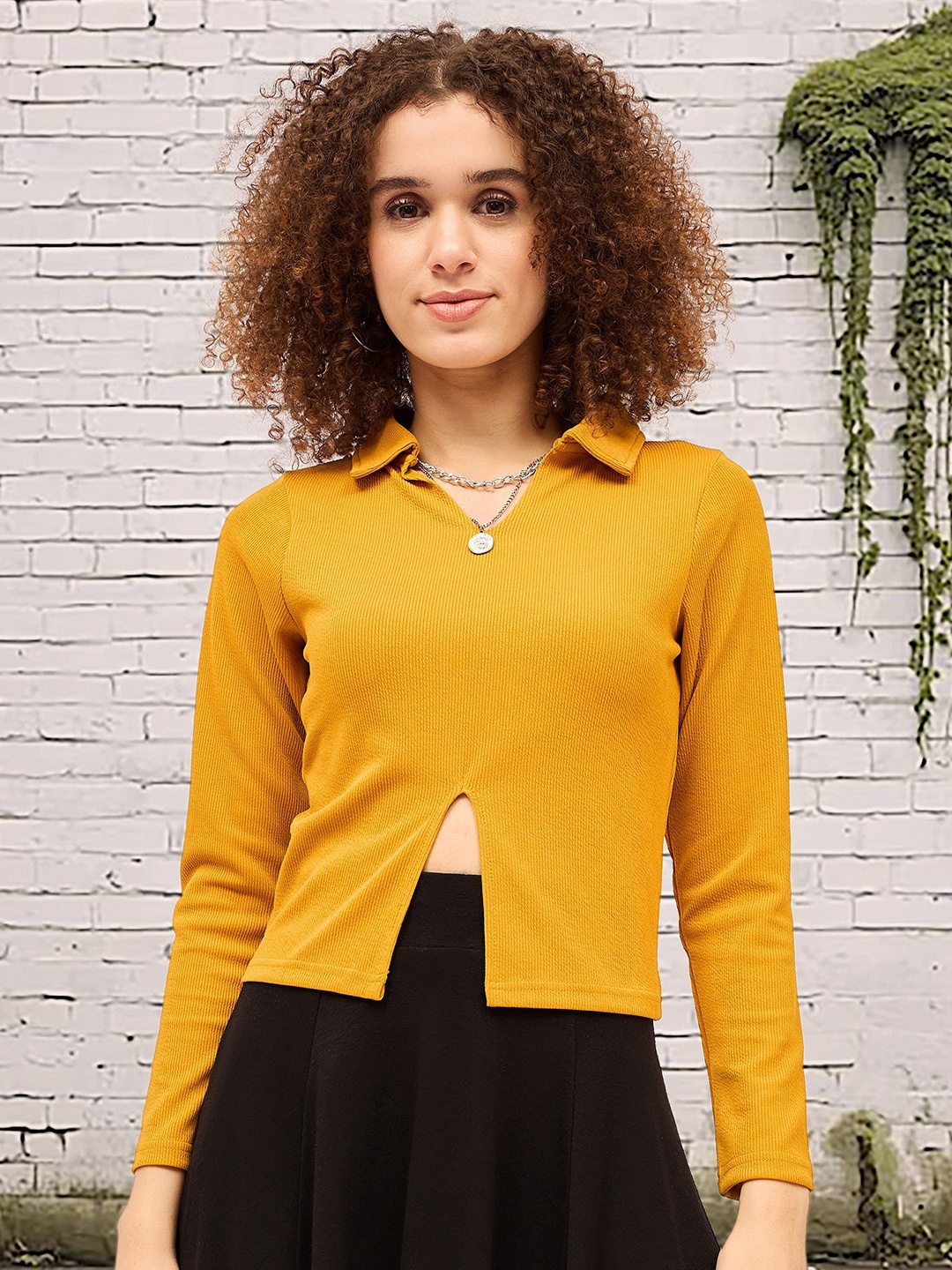 

DressBerry Shirt Style Top, Mustard