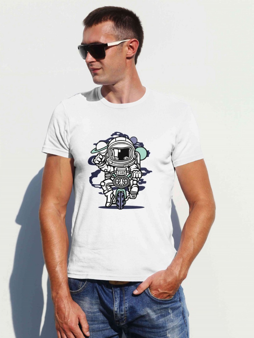

Moda Rapido Men Graphic Printed Round Neck Regular Fit Cotton T-shirt, White