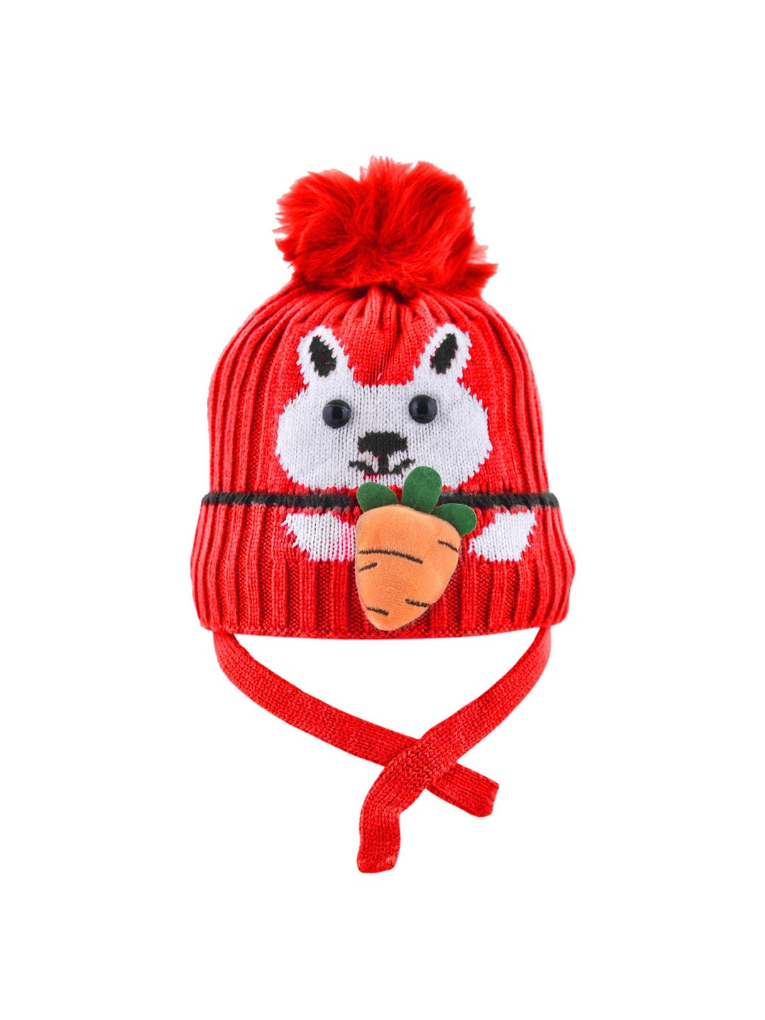 

SHOP FRENZY Kids Printed Woollen Beanie, Red