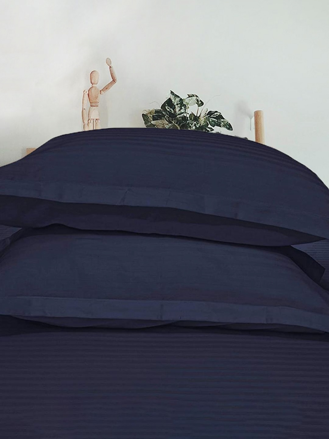 

Enchant Home Navy Blue 2 Pieces Striped Pure Cotton Rectangle Shaped Pillow Covers