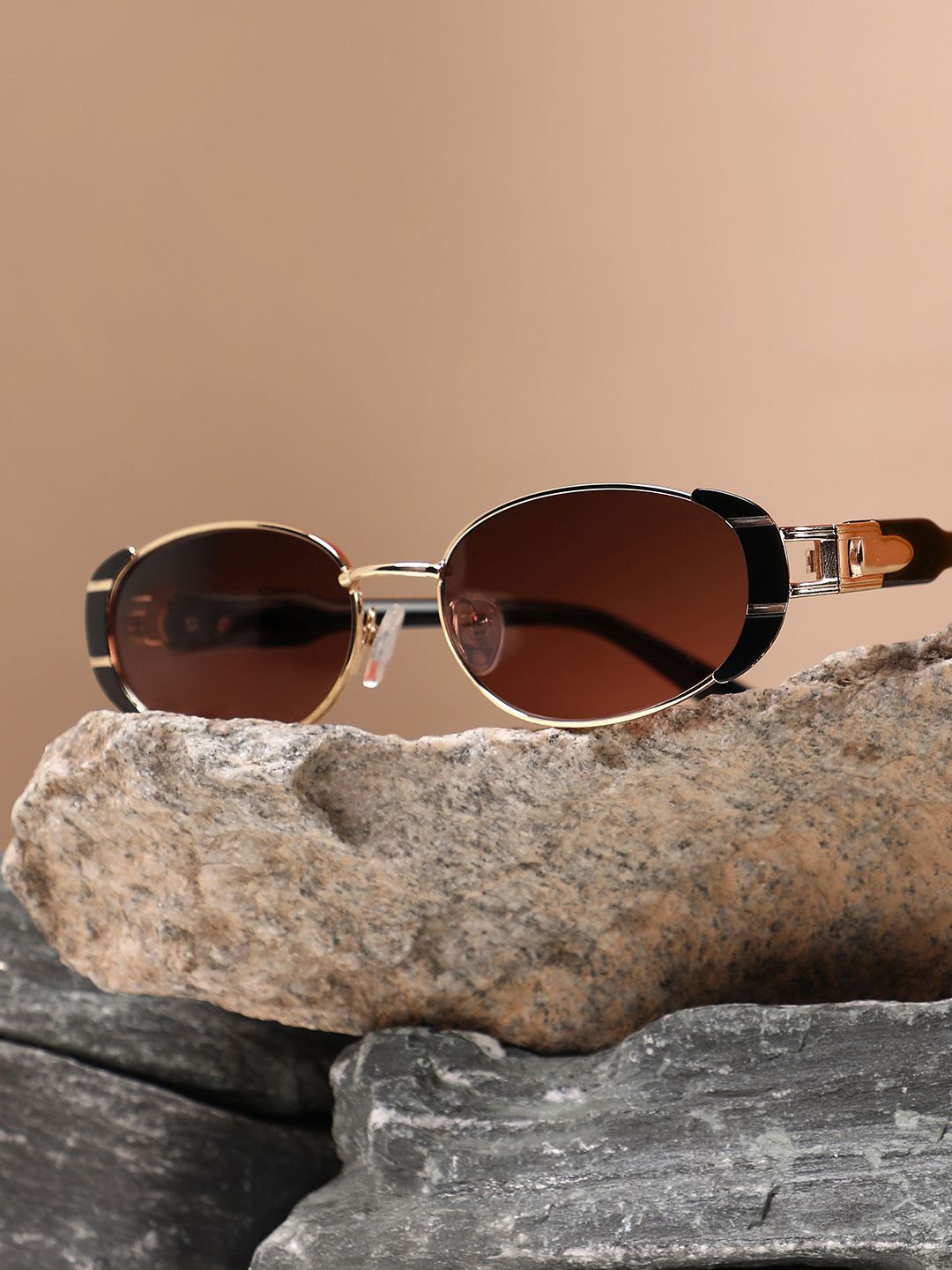 

French Accent Men Oval Sunglasses with Polarised Lens SW25_FASG1132, Brown
