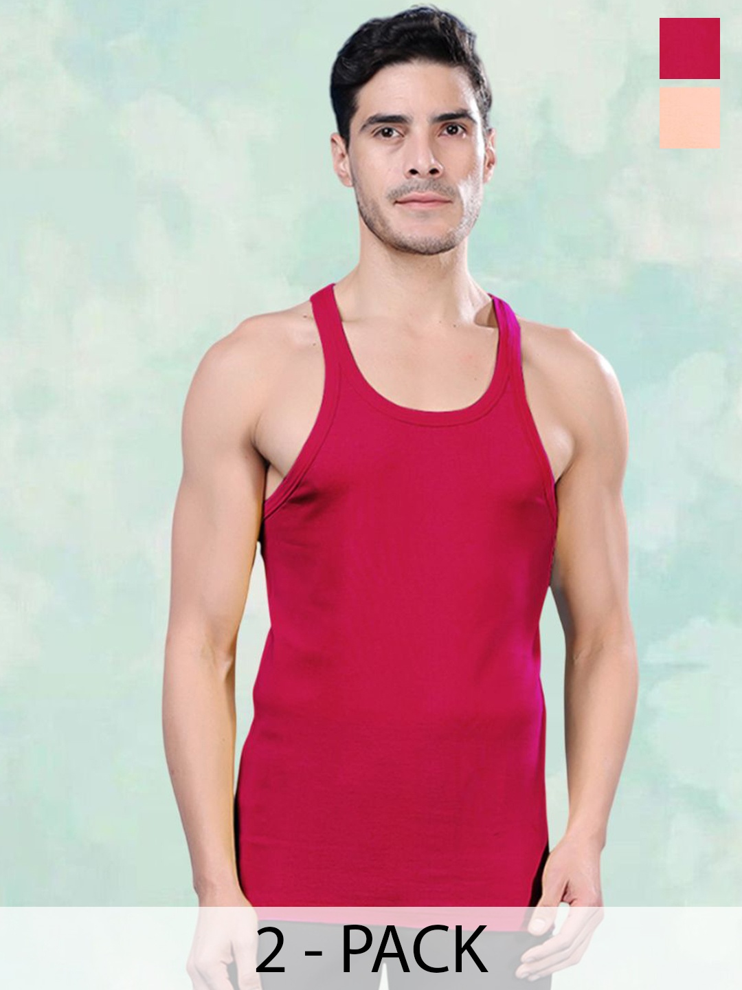 

FBAR Pack Of 2 Cotton Gym Innerwear Vests, Pink