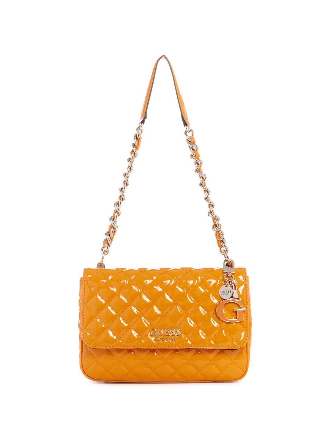 

GUESS Textured PU Structured Shoulder Bag with Tasselled, Yellow