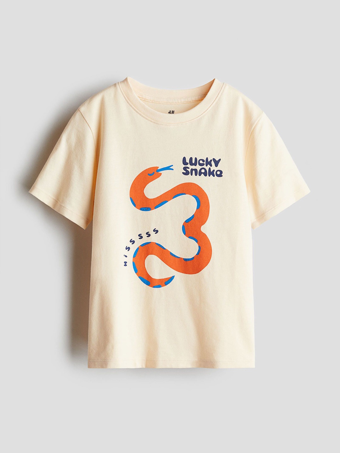 

H&M Printed Cotton T-Shirt, Beige