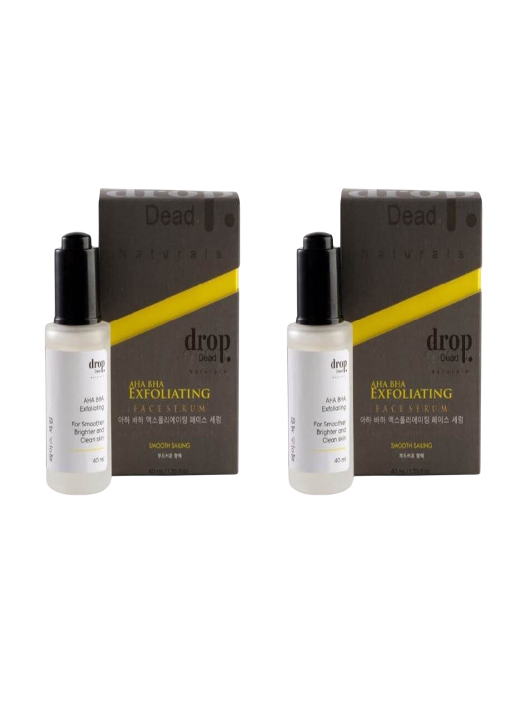 

DropDead Naturals Set Of 2 Exfoliating AHA BHA Face Serum - 40 ml Each, Transparent