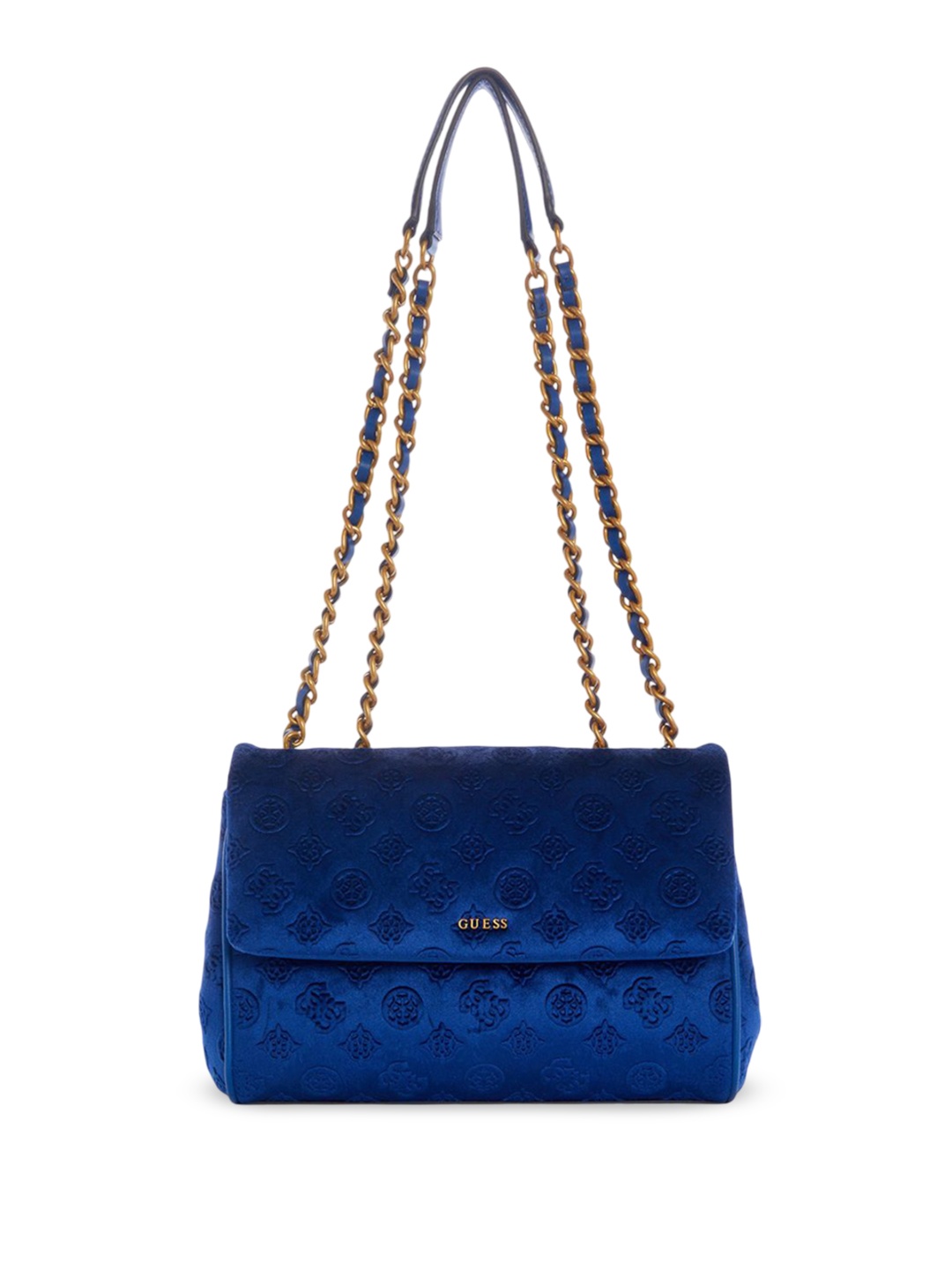 

GUESS Printed PU Structured Shoulder Bag with Quilted, Blue