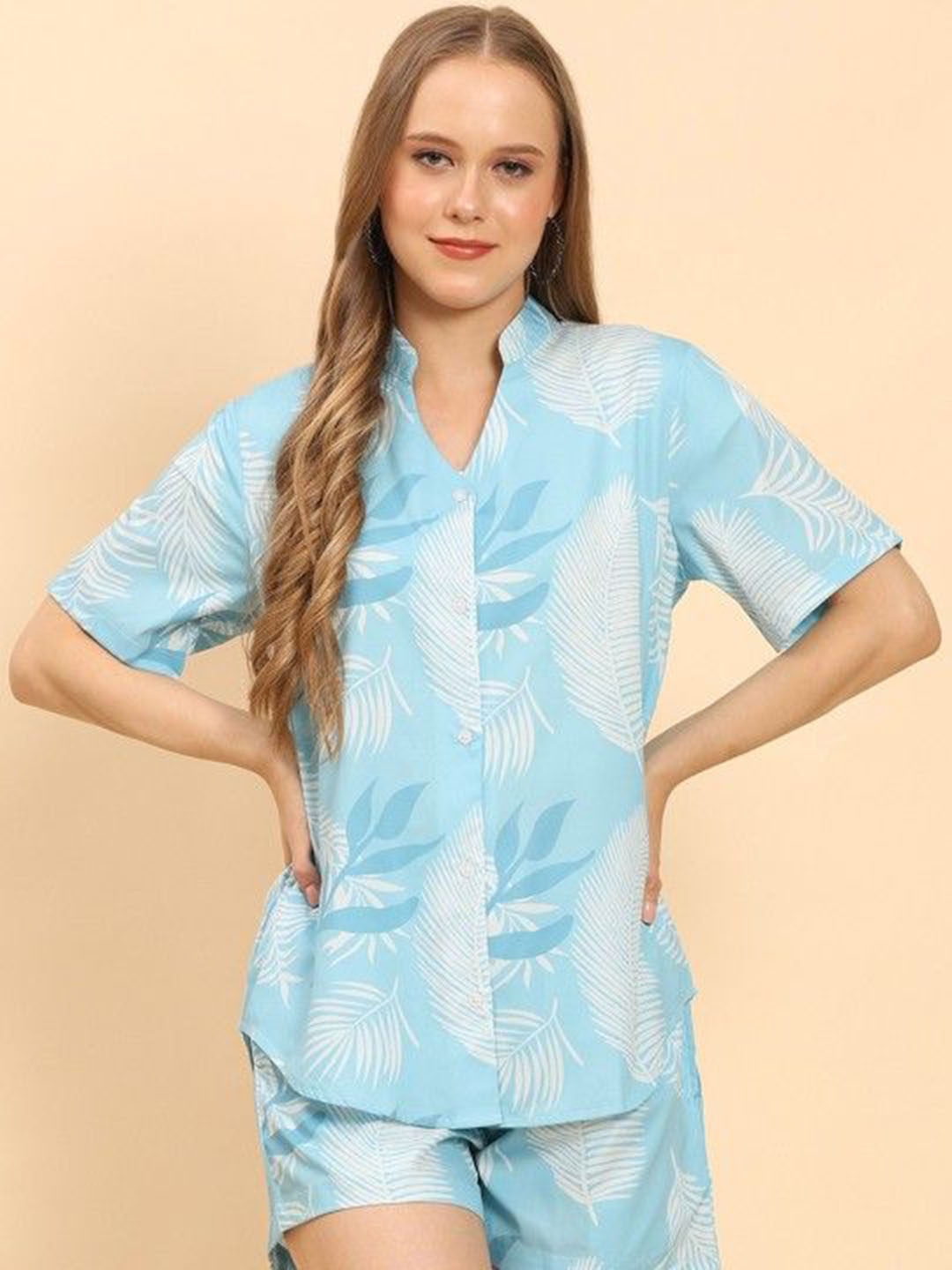 

all about you Printed Shirt & Shorts Co-Ords, Blue