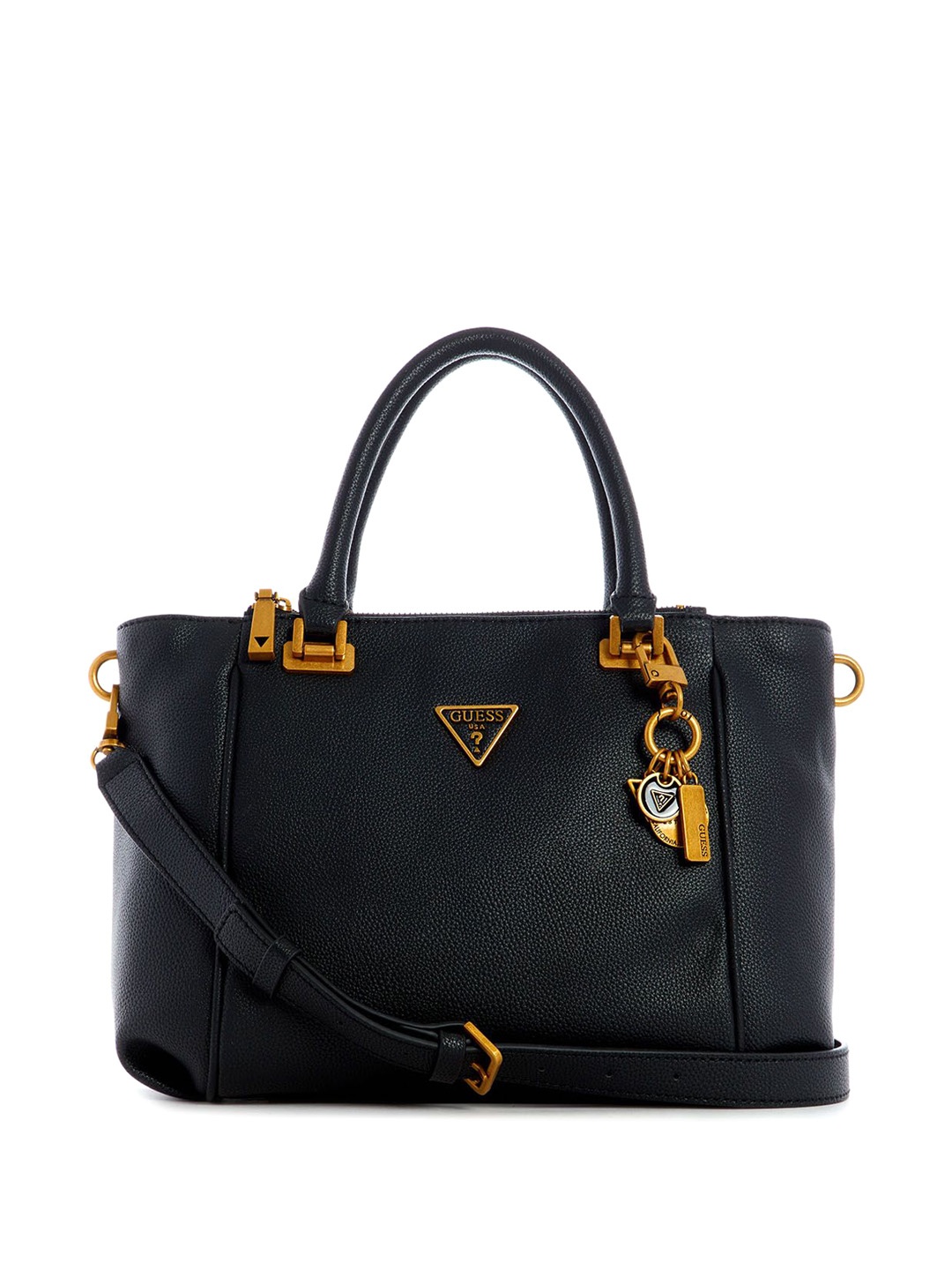

GUESS PU Structured Satchel, Black