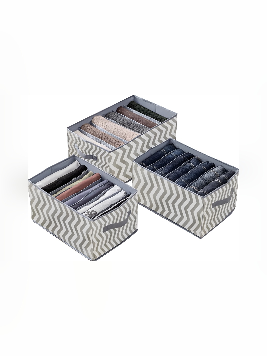 

FAVRIA Grey Set of 3 Reusable Drawer Organiser Organisers