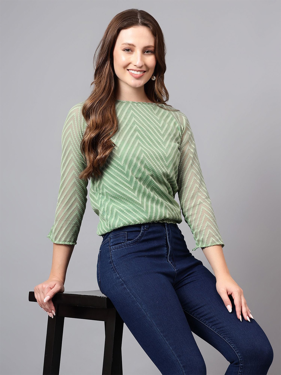 

BAESD Self Design Georgette Top, Sea green