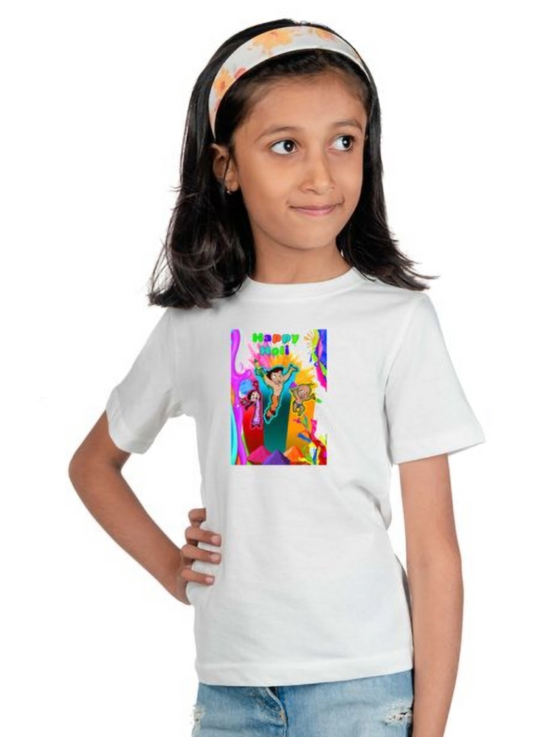 

Chombooka Girls People and Places Printed Round Neck T-shirt, White