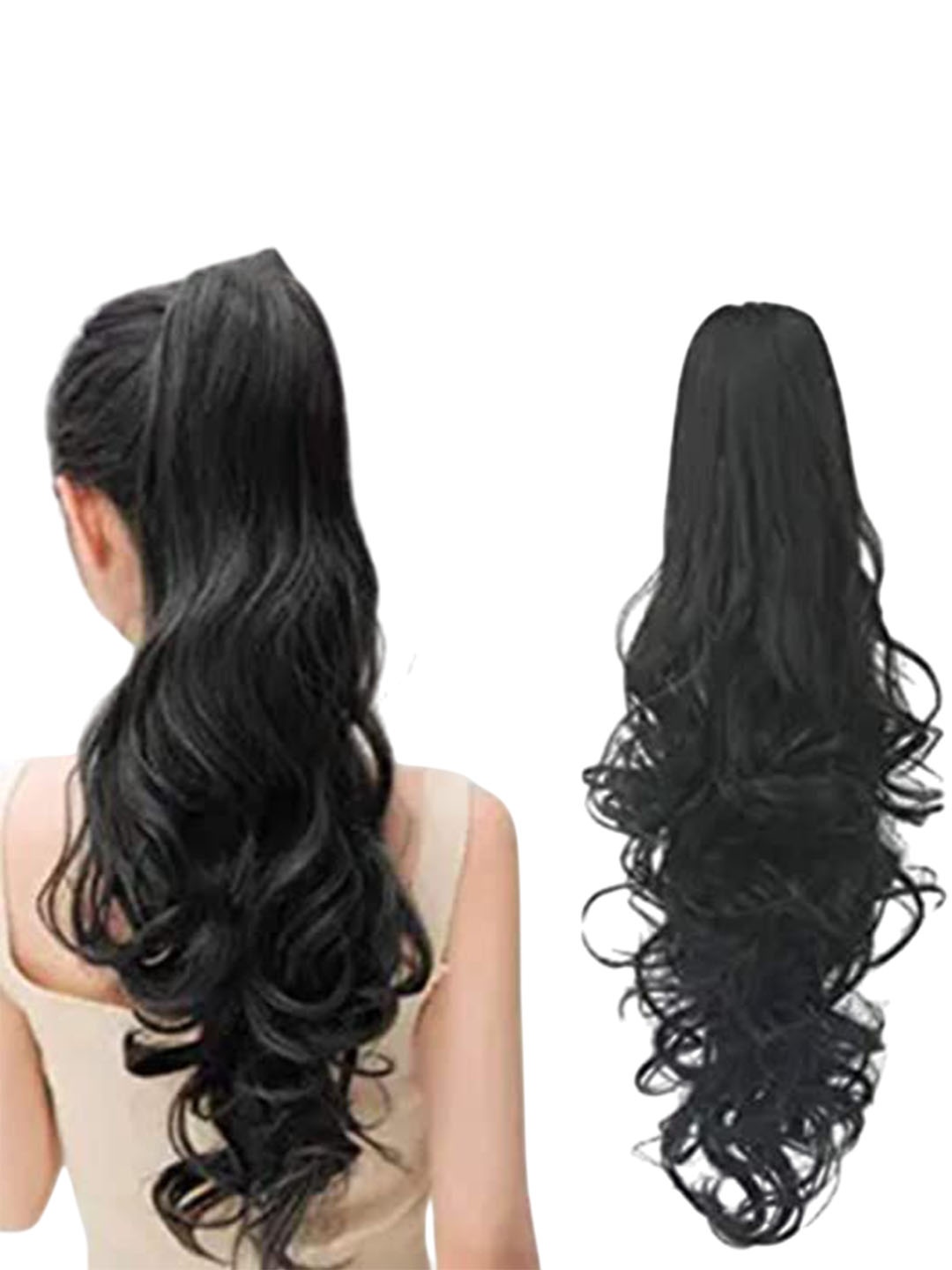 

vister Clip-In Wavy Hair Extension - Black - 24 Inch