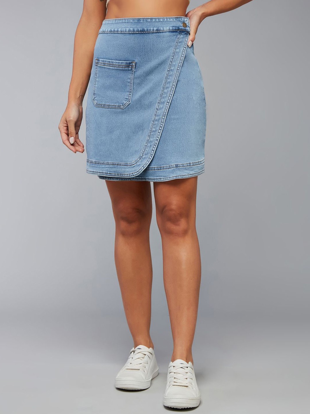 

DOLCE CRUDO Women Denim Straight Skirt, Blue