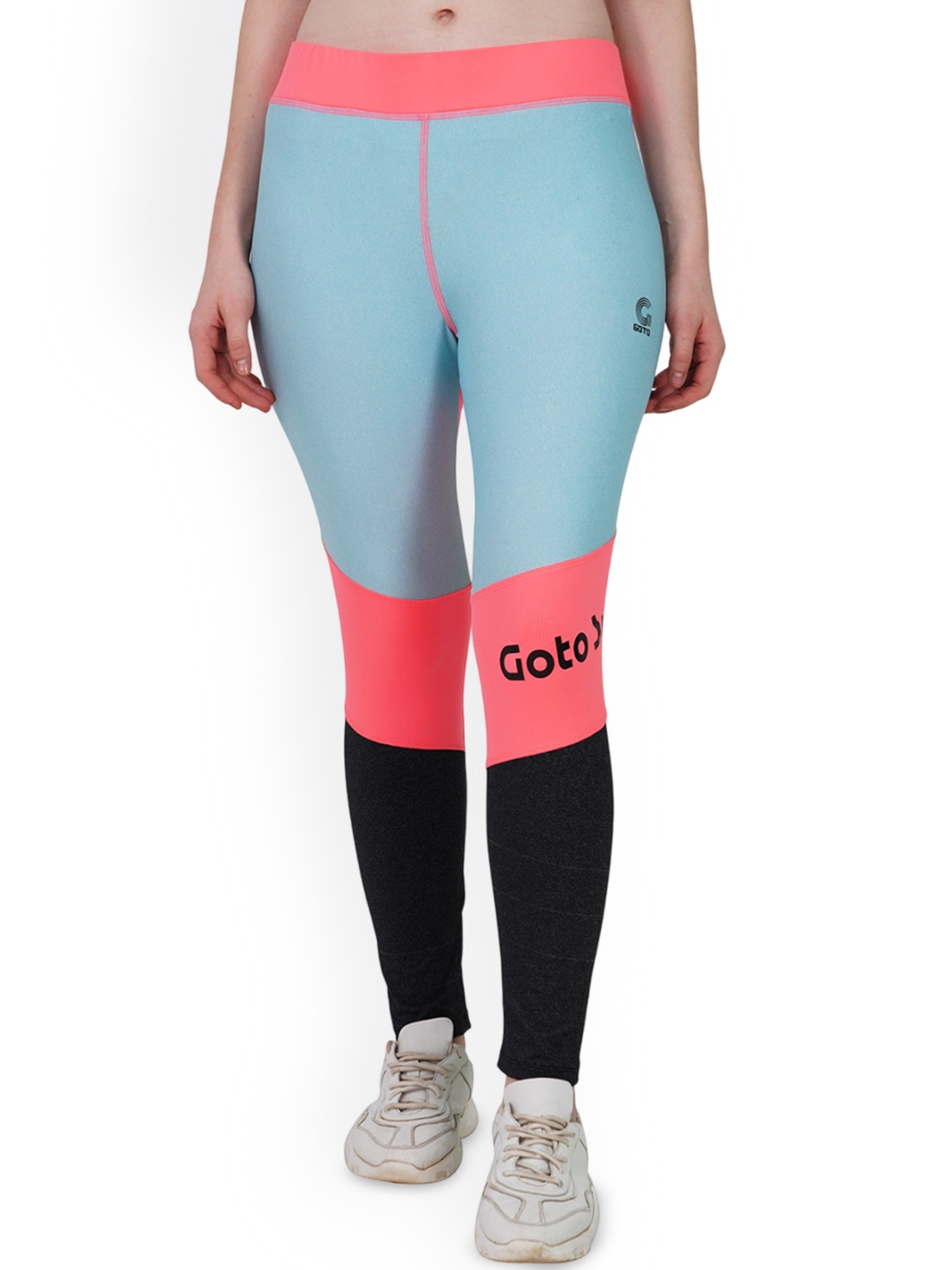 

GOTO Women Colourblocked Dri-FIT Training or Gym Tights, Blue
