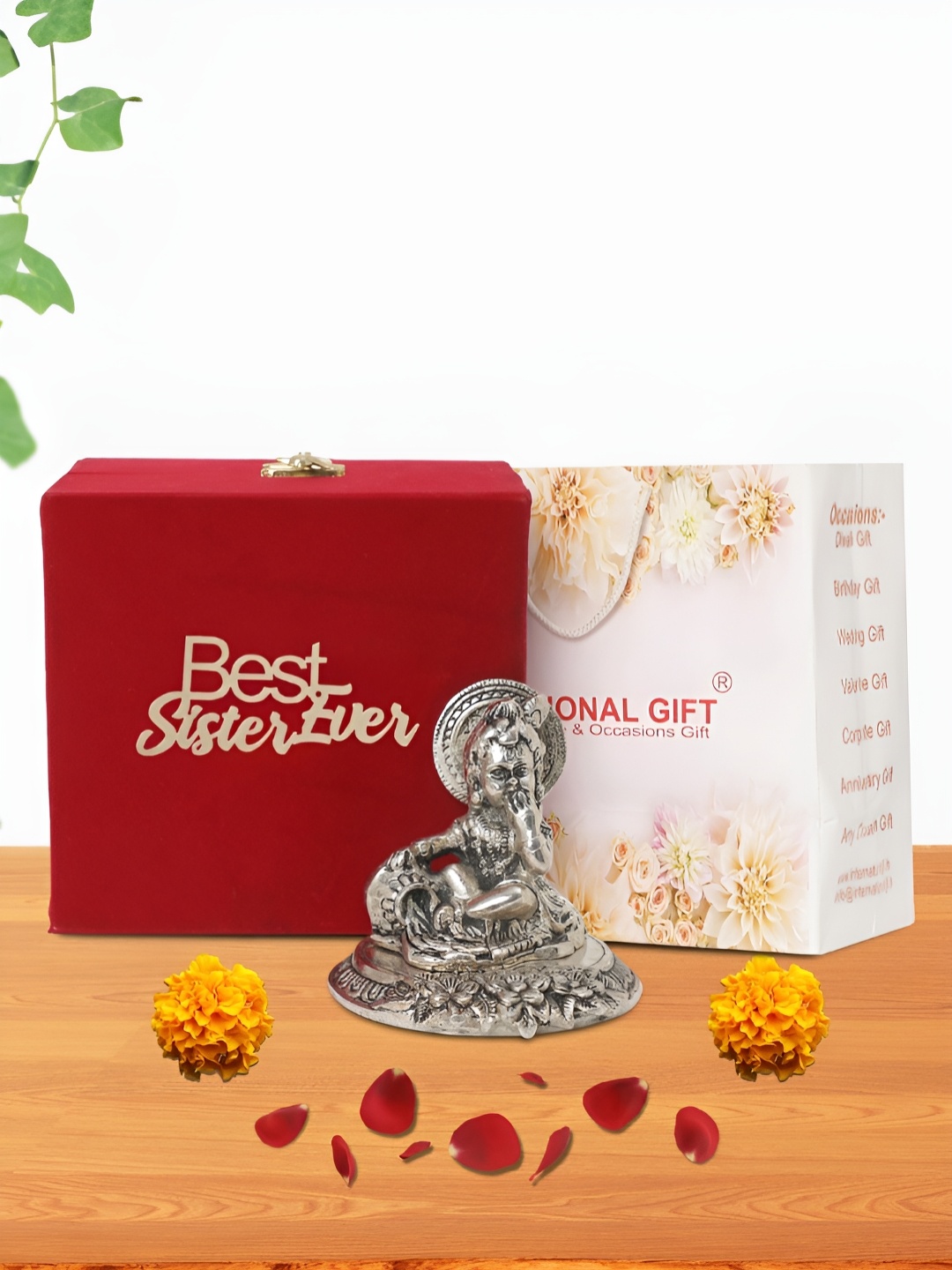 

INTERNATIONAL GIFT Silver-Toned Laddu Gopal Religious Idol Showpiece