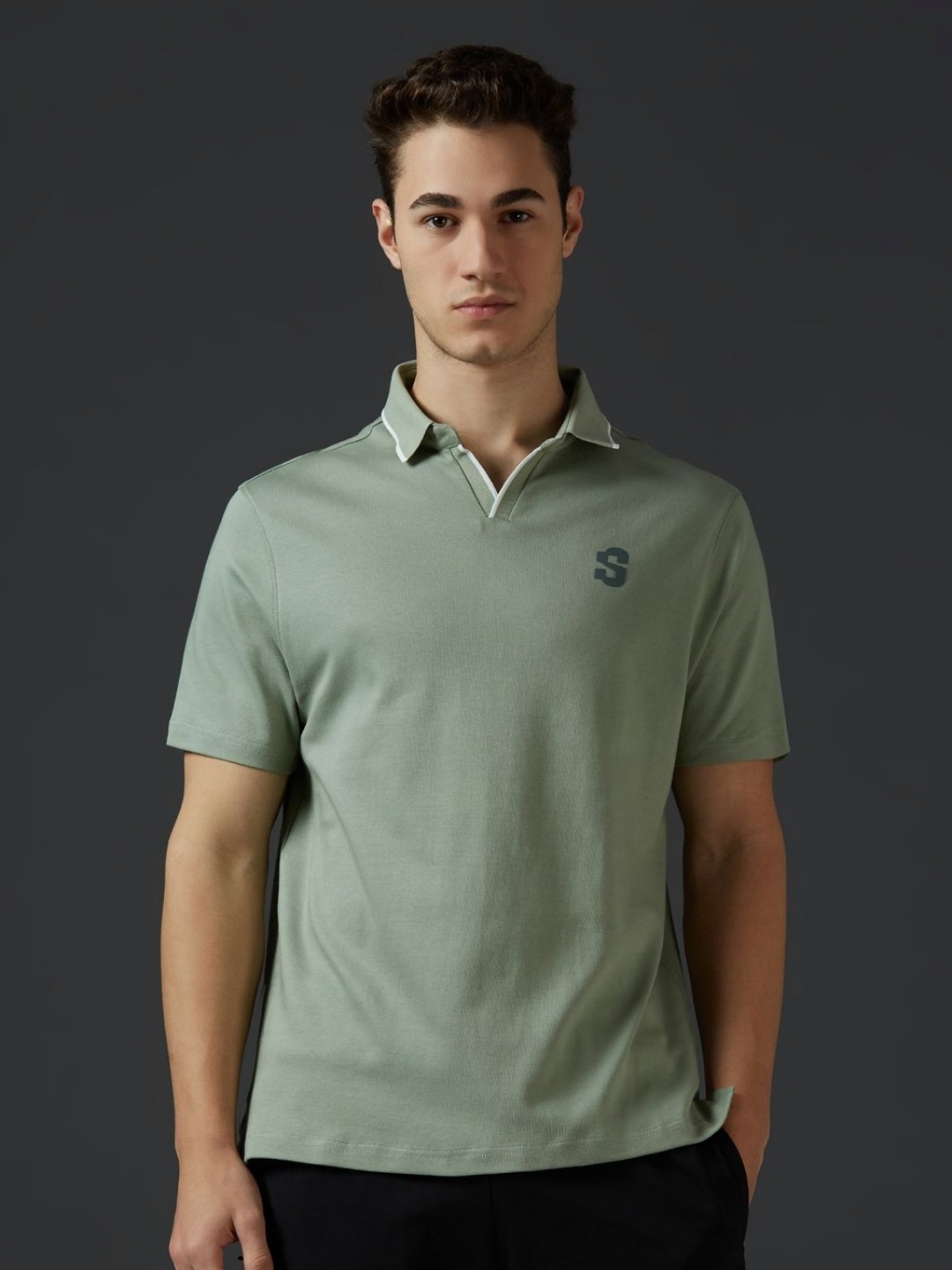 

Supa Men Polo Collar Applique T-shirt, Green