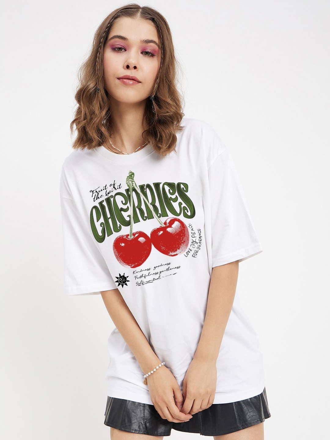 

COLOR CAPITAL Women Typography Printed Round Neck Cotton Relaxed Fit T-shirt, White