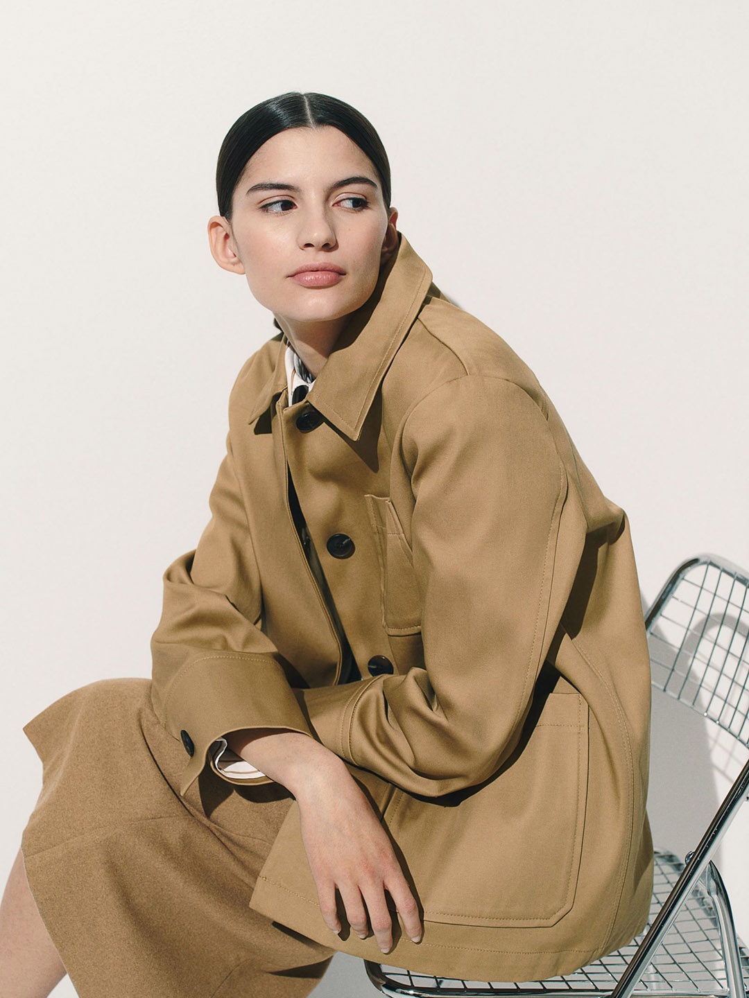 

H&M Pocket-Detail Cotton Jacket, Beige