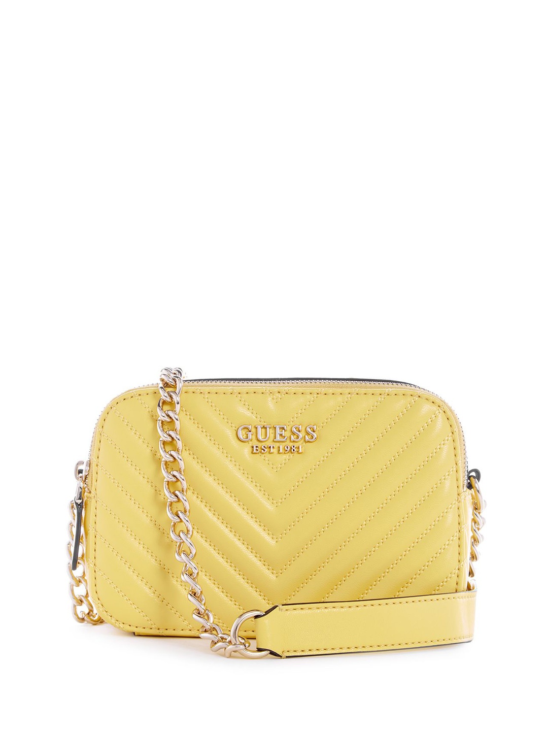 

GUESS Textured PU Structured Shoulder Bag with Quilted, Yellow