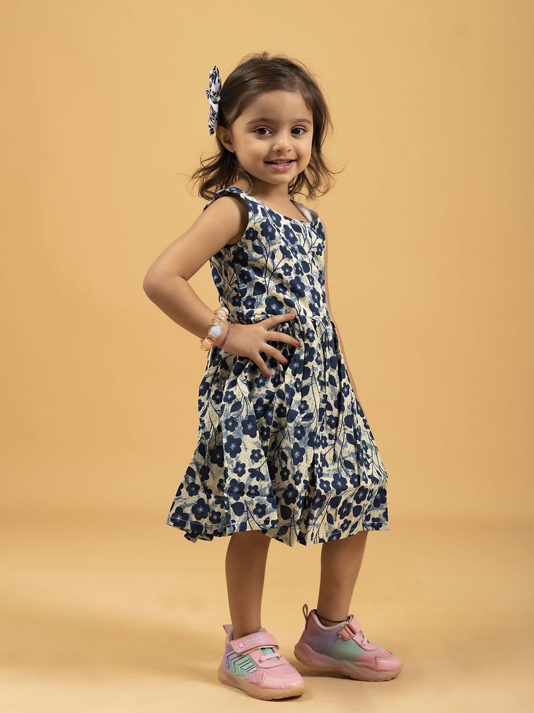 

SPARSA Floral Print Fit & Flare Dress, Blue