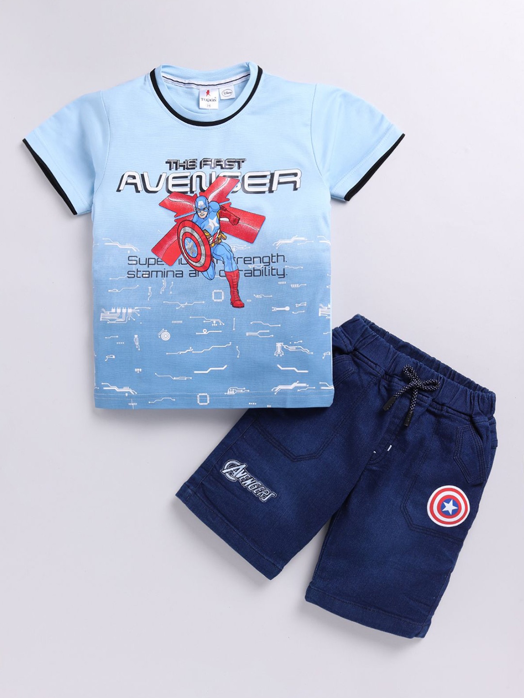 

Annie Infants Boys Printed Round Neck Pure Cotton T-shirt With Shorts, Blue