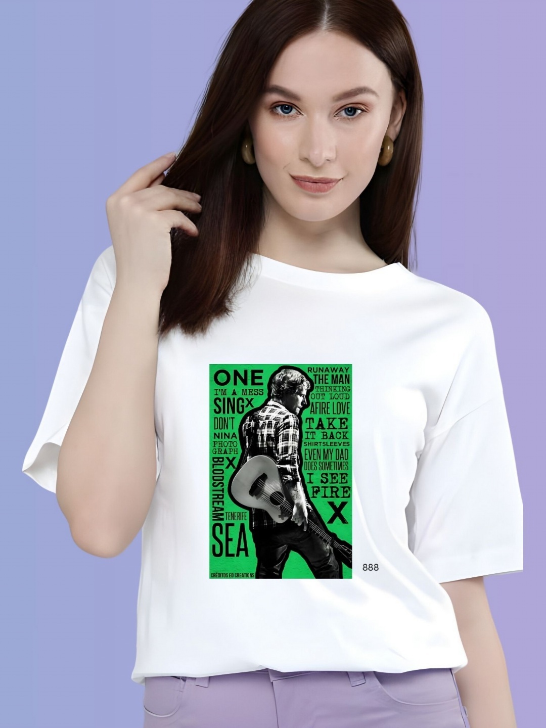 

TRENDSATTIRE Women Ed Sheeran Fan Tshirt, White
