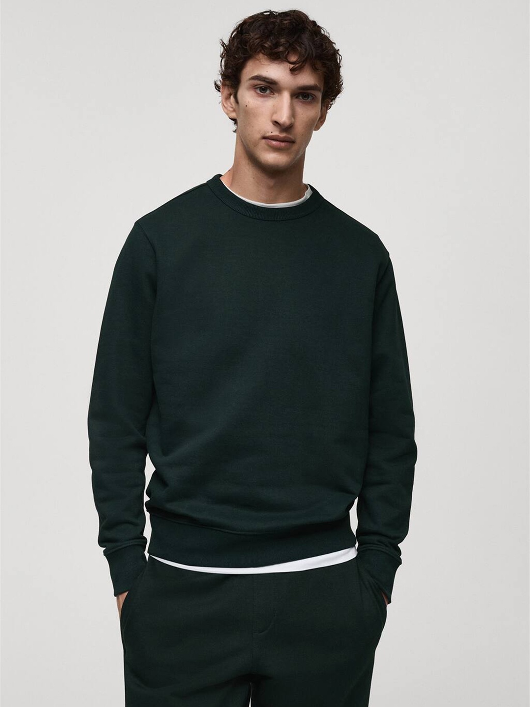 

MANGO MAN Round Neck Sweatshirt, Navy blue