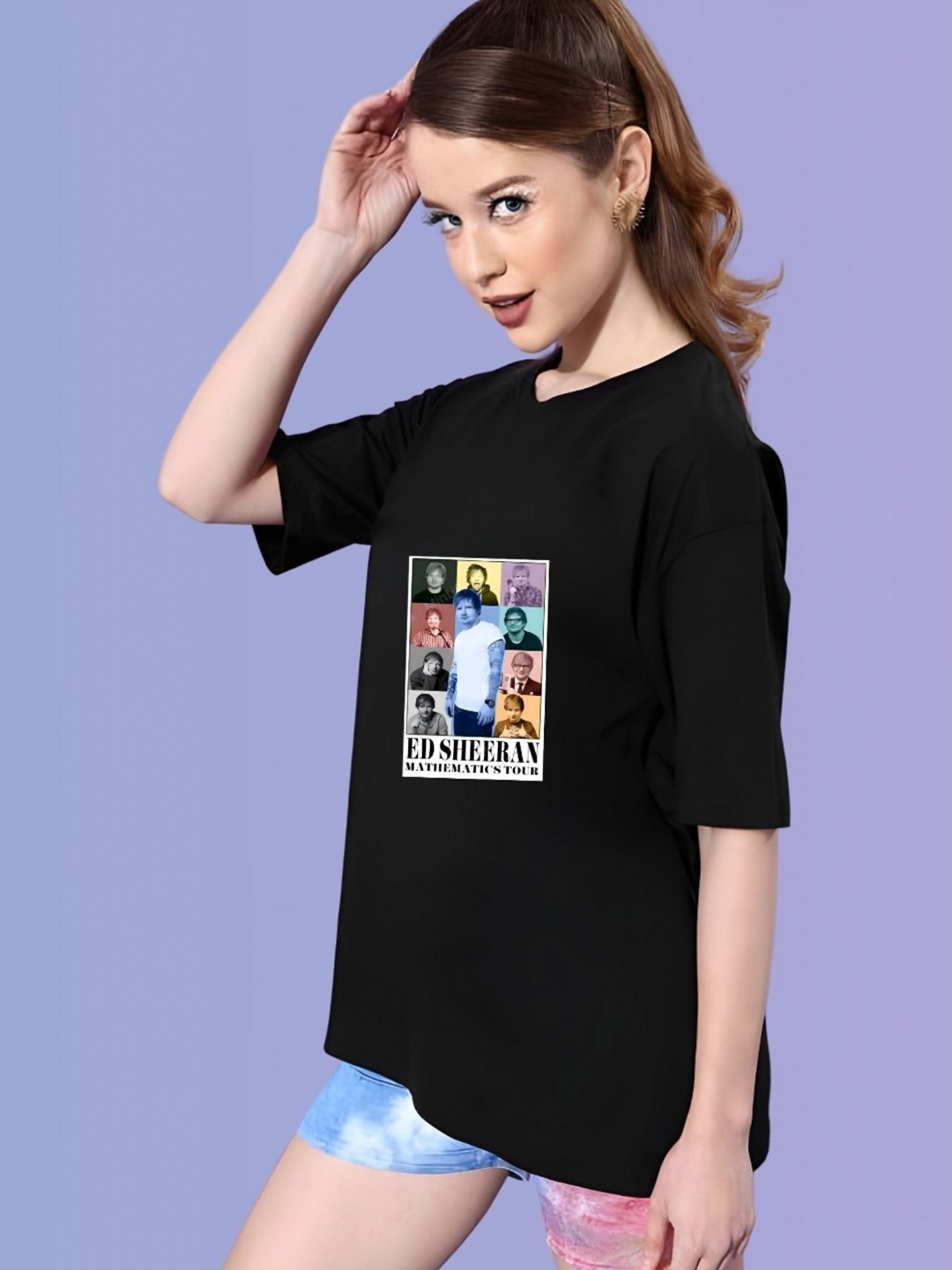 

TRENDSATTIRE Women Ed Sheeran Mathematics Tour Fan Tshirt, Black