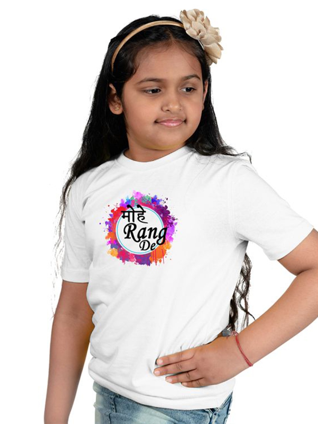 

Chombooka Girls Graphic Printed Round Neck T-shirt, White