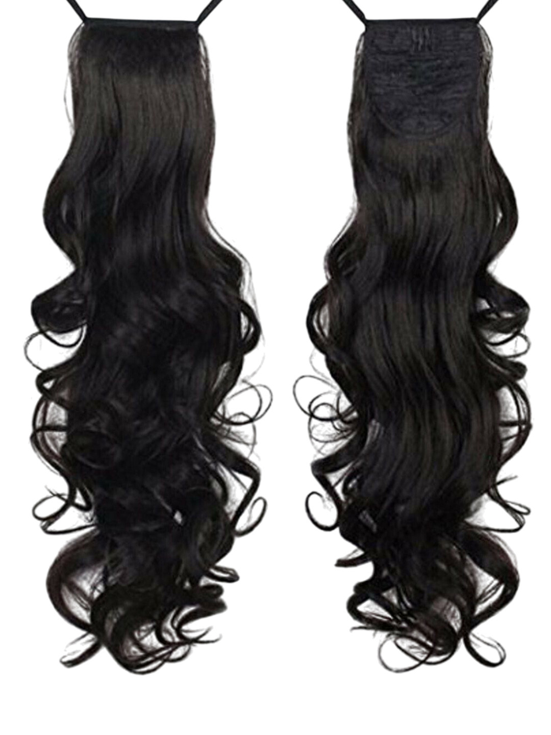 

vister Wavy Clip In Ponytail Hair Extension- Brown- 20 Inch, Black