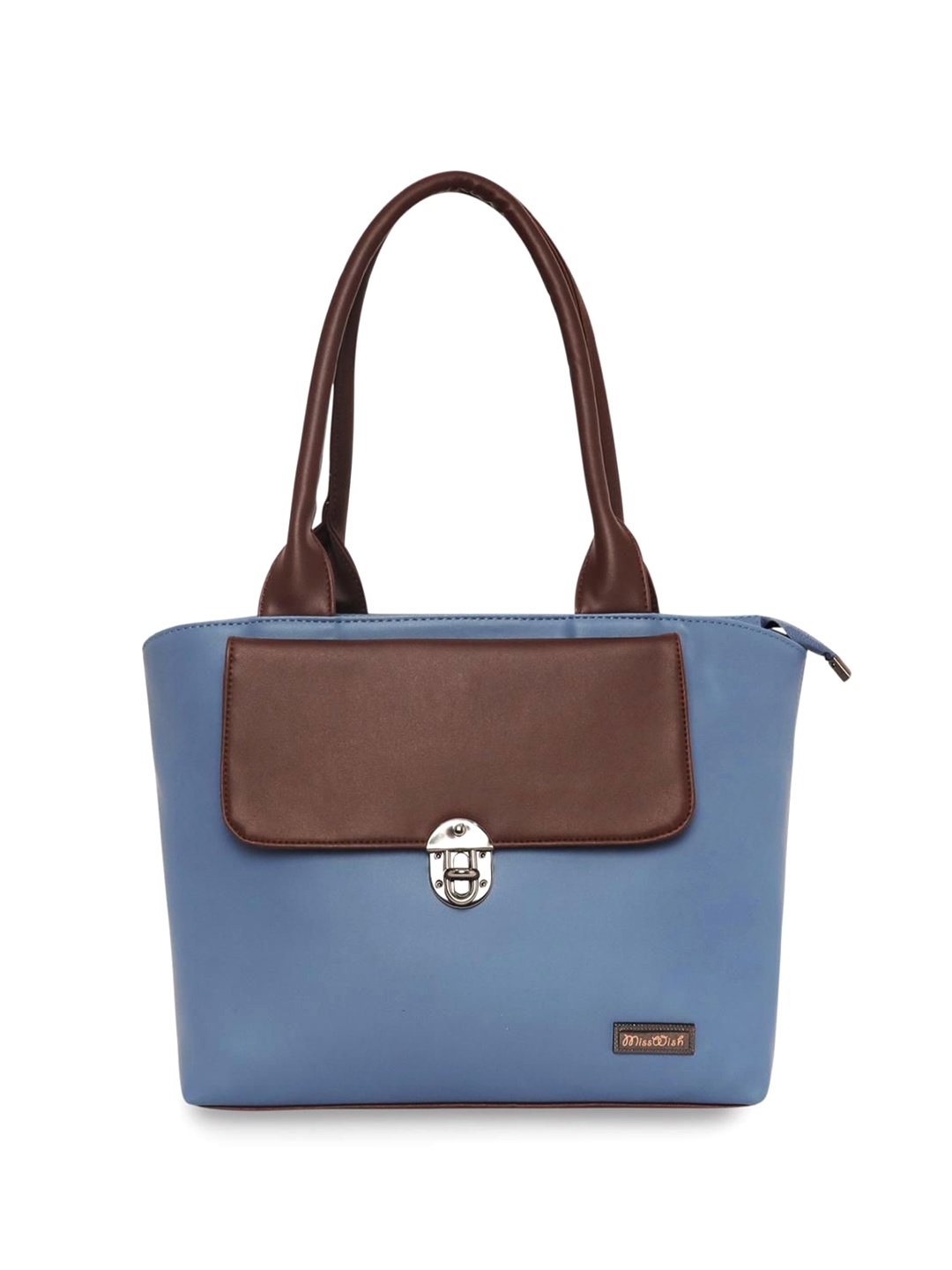 

Misswish Women Colourblocked Structured Handheld Bag, Blue