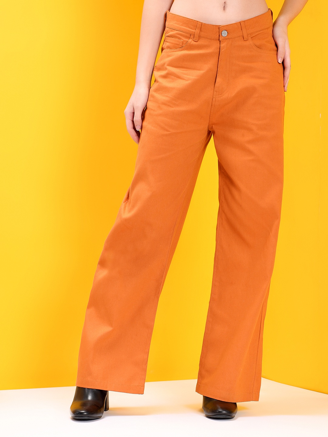 

Kotty Women Jean Straight Fit High-Rise Stretchable Jeans, Orange
